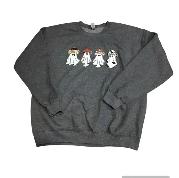 Gildon graphic sweatshirt Halloween ghost mushrooms - Picture 1 of 4